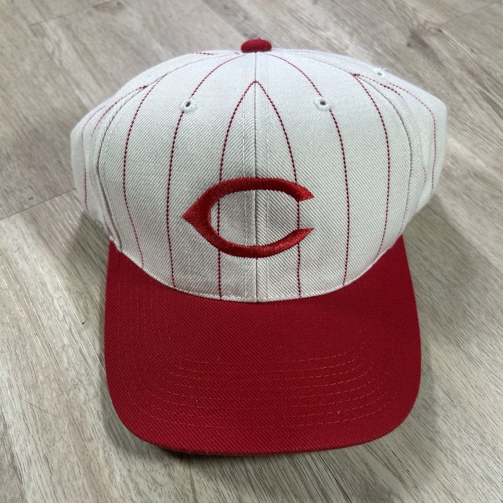 VTG Sports Specialties Cincinnati Reds Fitted Hat 7 3/8 MLB White Pinstripe Wool